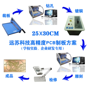 PCB制板方案 25*30cm方案 PCB雕刻机+过孔电镀机+裁板机 实验室用