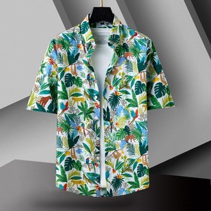 海边度假旅游衬衫男女中性沙滩夏威夷海岛花衬衣大码透气纯棉上衣