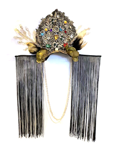 巴洛克lolita教皇圣母金色夸张皇冠头饰摄影道具走秀演出彩妆造型