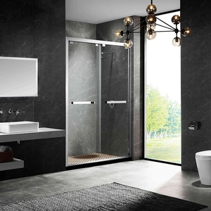 摩恩淋雨房定制一字型整体卫生间干湿分离钢化玻璃推拉隔断