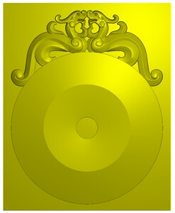 玉雕图电脑雕刻图立体3d精雕图 bmp  双草龙平安扣福贝