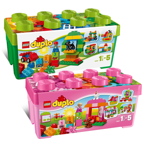 乐高LEGO得宝大颗粒多合一桶装粉红桶10571/绿色桶10572积木玩具