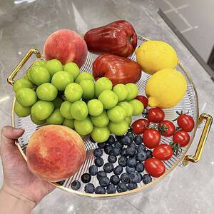会议室商务接待果盘 堂口青苹果玻璃果盘 餐桌上的水果盘客厅专用