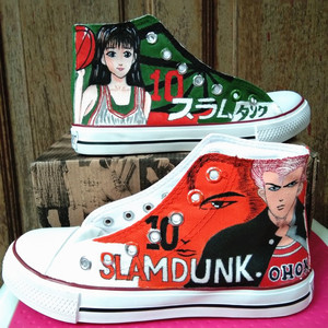 樱木花道 赤木晴子 灌篮高手 安图申童画 帆布鞋抖音板鞋手绘鞋子