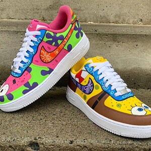 af1定制diy手绘涂鸦改色球鞋空军客制海绵宝宝派大星来鞋改图