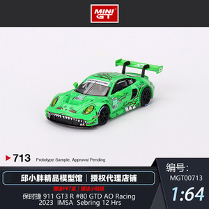 TSM MINI GT绿色恐龙涂装1:64保时捷911 GT3 R 80号 合金汽车模型