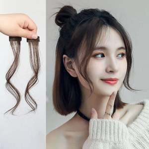 女生龙须刘海假发片八字微卷两侧空气时尚可爱逼真发自然修脸蓬松