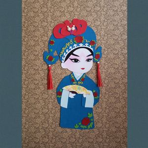 【免剪模板】diy手工布艺中国风京剧戏曲布贴画小生人物得意缘a3