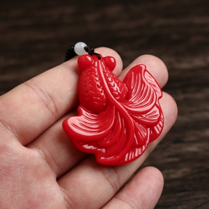 和田玉红玉金鱼吊坠金玉满堂鱼挂坠打麻将赢钱神器打牌稳赢玉项链