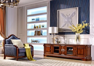 超凡家具赫斯特系列轻奢美式樱桃木客厅实木创意真皮沙发头层牛皮