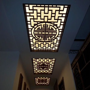 通花板pvc镂空吊顶装饰雕花板新中式走廊花格隔断玄关屏风背景墙