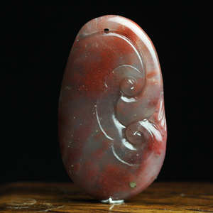 玉枢坊02691天然桂林鸡血玉如意吊坠玉石挂件玉器挂坠项链坠男女