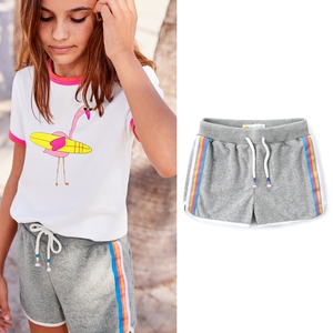 英国bd中大童毛巾布短裤夏季女童休闲裤子沙滩裤儿童高腰运动热裤