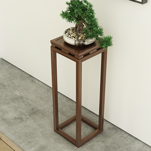 禅意简约现代新中式全实木老榆木花架客厅家用配套花几小型高花架
