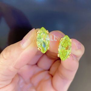 新款施华奥地利水晶耳环女绿色闪耀马眼耳钉简约小众设计 5614453