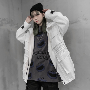 m家原创新款宽松工装外套酷女帅气街头酷酷风格女装bf风中性衣服