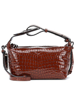 德代购 ganni 2020女士 仿鳄鱼纹皮革斜跨包肩包