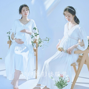 00170人付款淘宝新款摄影时尚白色孕妇服装唯美孕妈咪写真照影楼性感