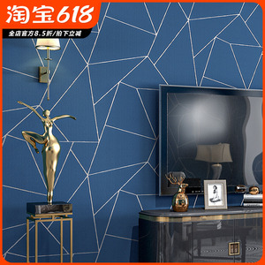 鹿皮绒墙纸北欧几何图形图案线条现代简约卧室客厅电视背景墙壁纸
