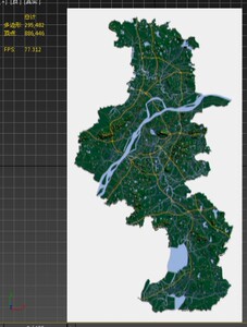 南京地形三维模型图3dsmax分层着色卫星贴图效果图3d打印应用