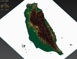台湾地形三维模型图3dsmax分层着色卫星贴图效果图3d打印应用