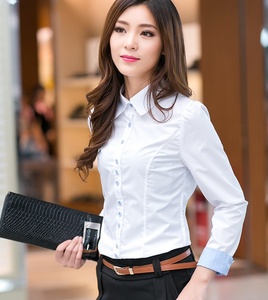 琪莉娅POLO领2020新款纯色韩版职业装女装白衬衫女式长袖工装气质