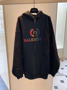 balenciaga/巴黎世家 21fw彩虹麦穗刺绣字母印花套头帽衫男卫衣女