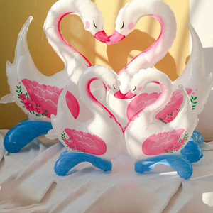 卡通皇冠生日白天鹅造型铝箔气球女生公主生日派对装饰主题布置