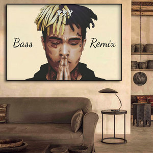 hiphop说唱歌手挂画酒吧barbershop装饰xxxtentacion嘻哈脏辫壁画