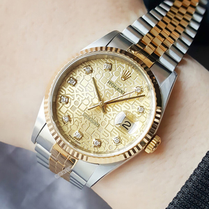 直购价95新劳力士日志型18k黄金16233后镶钻盘全自动机械男士手表