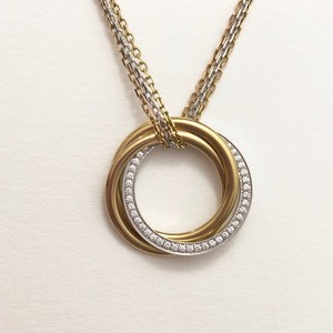 【99新】卡地亚cartier大号三环三色金项链钻石男款项链