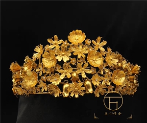 万宝德纯银镀金汉服花冠步摇超仙气珍珠宝石头饰发冠新娘大婚凤冠