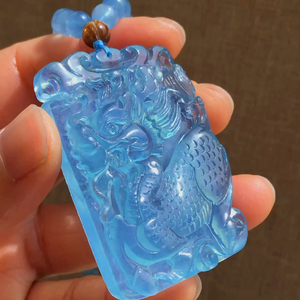 海蓝宝麒麟吊坠