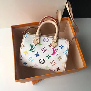 lv 正品speed nano 白三彩 村上隆 女包 98新