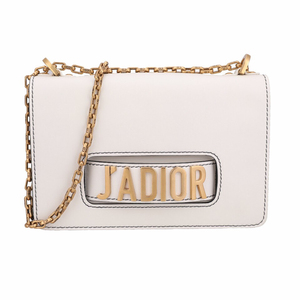 98新dior迪奥jadior字母白色金扣翻盖链条斜挎单肩包