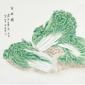 凌雪 手绘国画四尺斗方花鸟字画  百财图   写意作品