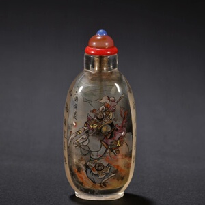 叶仲三款水晶内画"三国演义"鼻烟壶