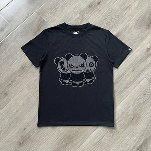 你好熊猫短袖 hipanda 镶钻 黑色t恤 男女款 你好熊