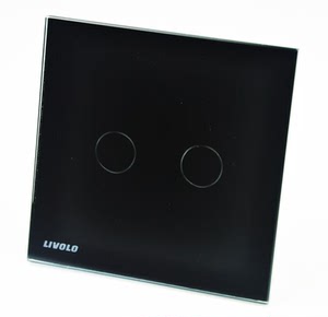 力沃触摸开关黑色钢化玻璃面板二路调光遥控触摸开关欧式80型二