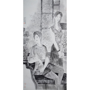 岳冬四尺《人物》名家字画 真迹 国画 人物画 玄关工笔 新品