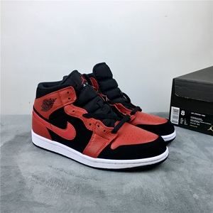 正品air jordan 1 mid耐克乔丹 aj1黑红小禁穿中帮球鞋554724-054