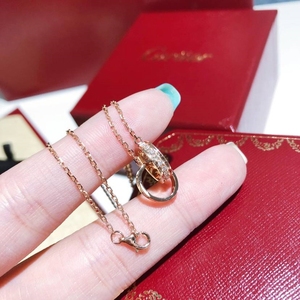 卡地亚cartier love系列带钻大饼项链18k金双环护