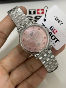 天梭t122石英女表,原装正品,蓝宝石玻璃,粉色天然贝壳,红