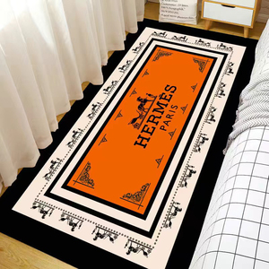 全新床边网红潮牌爱马仕橙色大牌卧室地毯地垫长条个性衣帽间洗浴