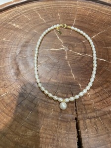 #珠宝玉石首饰 简约气质淡水珍珠项链个性设计14K金米粒珍珠