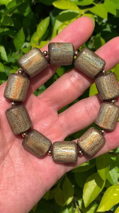 深海金珊瑚随形桶珠手串,长度18-19,宽15-16,厚12