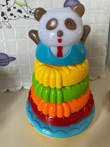 澳贝熊猫叠叠乐彩虹套圈音乐积木叠叠塔层层叠儿童宝宝套杯玩具9