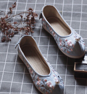 【花未眠】绣花平跟  坡跟弓鞋 珍珠鞋 汉服配饰绛悠堂