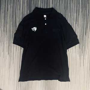 潮牌北极熊刺绣polo 短袖黑色 男士 闲置旧衣服 泛白