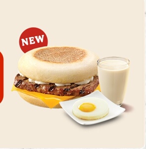 汉堡王早餐【牛肉芝士麦芬 太阳蛋 豆浆】